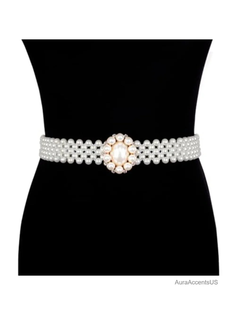 Elastic Pearl Waist Chain Belt for Women Bridal Wedding Body Jewelry Accessory